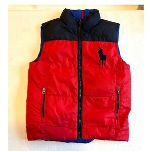 Children's POLO Ralph Lauren Reversible Puffer Vest Red Blue Pockets Unisex 6